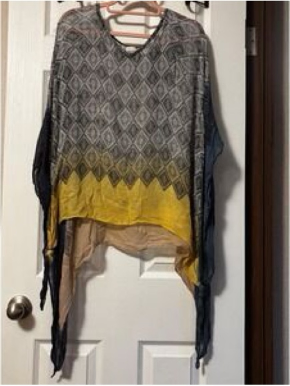 Coldwater creek Lightweight Boho Diamond-Print Women's Top in Yellow and Gray